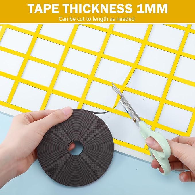 AmazingSpark Magnetic Tape Roll Thin Strips, 0.39 Inch x 66 Feet Magnetic Board Dividers Whiteboard Graphic Decorative Tape Marking Line for Classroom Office Art Accessories(Yellow)