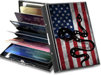 BWEGRHE Slim Credit Card Holder, Snake Flag RFID Blocking Metal Wallet for Men & Women, Aluminum Minimalist Hard Case Pocket-Sized Business Cards Organizer (Fits Up to 10 Cards)