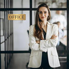 The Office Sign for Home and Business Door，Self-Adhesive Waterproof and Fade-Resistant Brushed Gold Office Sticker for House，Business，Door, Window