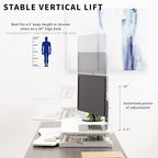 VIVO 32 inch Desk Converter, K Series, Height Adjustable Sit to Stand Riser, Dual Monitor and Laptop Workstation with Wide Keyboard Tray, White, DESK-V000KW