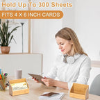 SHIQIKEJIPTY 2 Pack Wood Index Card Holder 4x6 Inch Index Card Box Notecard Box Business Cards Organizer Post Cards Case Display Stand for Business Desk Office Home School Holds 300 Sheets