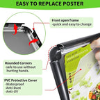 INNOVSIGN Adjustable Pedestal Sign Holder Stand 11x17Inch, Floor Standing Poster Sign Stand, Aluminum Frame for Vertical/Horizontal View Sign Stand,Outdoor/Indoor Standing Sign Holders(Black,Round)