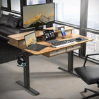 ExaDesk 48 * 30 Inches Electric Standing Widened Desk Adjustable Height with 4 Drawers, Double Storage Shelves Stand Up Desk, Home Office Workstation Sit Stand up Desk (Light Rustic Brown)