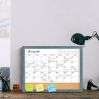 Whiteboard Calendar & Corkboard for Wall, 17x13 Inches Dry Erase Monthly Calendar with Wood Framed, Magnetic White Board Cork Board Combo, Bulletin Board for Home Office Kitchen Memo Planner