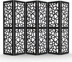 VINGLI 70'' H Room Divider, Non-Woven Fabric Privacy Screen, Indoor Partition Wall Dividers, Freestanding Hinged Space Separator with Modern Unique Pattern (Black, 6 Panel)