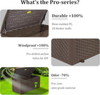 PATIOEASY 110GAL Deck Box - Grey，Wheeled Footlocker，Waterproof Resin Storage Bin for Patio Cushions