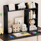 Tangkula Desktop Bookshelf, Countertop Storage Hutch with Shelves for Computer Desk, Desk 3-Tier Display Rack, Multipurpose Wood Desktop Hutch Storage Organizer for Dorm Office (Black,5 Shelves)