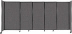 Versare Straightwall Sliding Portable Wall Partition | Freestanding Office Dividers | Locking Wheels | Temporary Room Separator | 11'3'' Wide x 5' Tall Charcoal Gray Fabric Panels