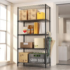 SINGAYE 5 Garage Shelving Wire Storage Heavy Duty Shelves 1750LBS Shelving Unit Metal Bathroom Organizers and Shelf Wire Closet Pantry Kitchen Rack 18" Dx36 Wx71 H Black