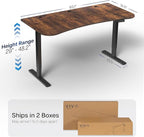 VIVO Electric 63 x 32 in Rustic Standing Desk, Memory Height Adjustment, 1B Series, Holds 220 lbs, Vintage Brown Top Black Frame, DESK-KIT-1B1N