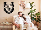 Personalized Horseshoe Metal Sign with Initial and Family Name, Custom Monogram Horseshoe Metal Wall Art Last Name Sign Equestrian Horse Lover Gift Horseshoe Living Room Decor
