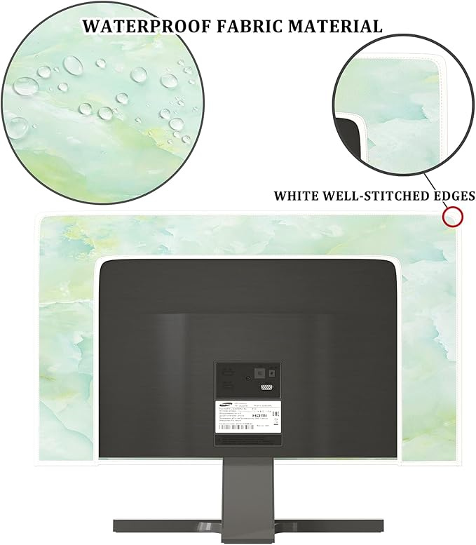 Baocicco Sage Green Marble Waterproof TV Dust Cover 65 Inch Anti-Static Dustproof Abstract Creative Desige Television Accessories TV LCD Screen Texture TV Decoration for Tablet