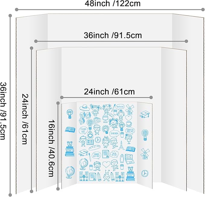 2 Pack Trifold Poster Board 48" X 36", IKAYAS Single sided White Poster Boards, Science Fair Display Boards Posterboard Foamboard for Mounting, Prints, Art, Display,Projects Classroom Supplies