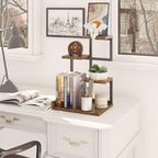 YMYNY Desktop Shelf Organizer, 4 Tier Storage Display Rack, Desk Shelf Organizer Small Bookshelf with Metal Frame for Office, Books, Plants, 12.2" x 9.45" x 17.52", Rustic Brown Black UHSR007H