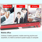 Marhynchus Portable Scanner Handheld Document Scanner with 300DPI 600DPI 900DPI Resolution Modes USB Connection for Business Home Office Use (Red)