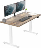 VIVO Electric 55 x 28 in Standing Desk, Memory Height Adjustment, 1B Series, Holds 220 lbs, One-Piece Reclaimed Wood Top, White Frame, DESK-KIT-1W55P
