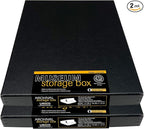 Lineco Museum Archival Storage Box, 11.75x15.25x1.5 in. Drop Front Design. Acid-Free with Metal Edge. Organize Photos, Pictures, Prints, Documents, Crafts, DIY. Black, 2 Pack