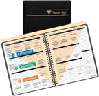 Planner Pad Spiral Bound January-December 2026/ Calendar Year 6 3/4" x 8 1/2" Medium 3-Tier Funnel Down 12 Month Organizer, Black Cover/Black Ink