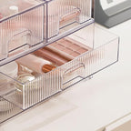Vorey Clear Stackable Desk Storage Drawers, 3 Pack Acrylic Bathroom Makeup Organizers, Easily Assemble All Purpose Plastic Bins for Brightroom, Pantry Organization, Vanity, Undersink, Cabinet