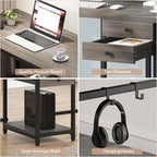 Tribesigns 79 Inch Extra Long Desk, Two Person Desk with 2 Drawers, Double Computer Table with Storage Shelves, Writing Table for Home Office, Grey
