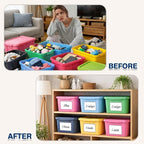 H4D 24 Pack Labels for Storage Bins, 4" x 6" Plastic Clear Adhesive Index Card Holders, Tote Label Pockets for Organizing Storage, Library Card, Shelves