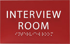 ADA CENTRAL SIGNS - 6" X4" Interview Room Sign - ADA Compliant Tactile Graphics Grade 2 Braille Text Acrylic Wall Sign | Privacy, Meeting, Room Name Sign for Schools, Hospitals, Offices, & Apartments