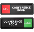Conference Room Sign – In Use/Available Slide Switch Sign, Premium Durable Acrylic Material, Super Strong Self-Adhesive, Quick Installation, Suitable For Your Home And Business (9×3 Inches, Black)