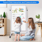 maxtek Rolling White Board, 48 x 24 Height Adjustable Whiteboard on Wheels, Large Magnetic Standing Mobile Easel Board, Double-Sided with Stand for Office, Home, and Classroom