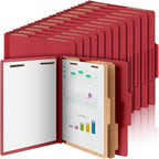 Skyygemm 36 Pcs Classification Folders Letter Size, 2 Divider Pressboard File Folders with 3. 5 Inch Expansion, 2 Prongs Fastener, Heavy Duty Office File Organizers for Teachers, Medical (Dark Red)