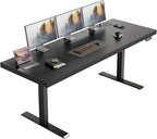 OffiGo 71 Inch Executive Electric Standing Desk, Height Adjustable Desk with Power Outlet & 1.38" Thick 3-Piece Desktop, Sit Stand Computer Desk for Home, Office, Conference Room, Black