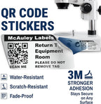 McAuley Labels Custom QR Code Stickers - Numbered, Permanent, Adhesive Asset Tags for Equipment - Heavy Duty Metalized Polyester, Stronger Adhesive - 2x1 Inches