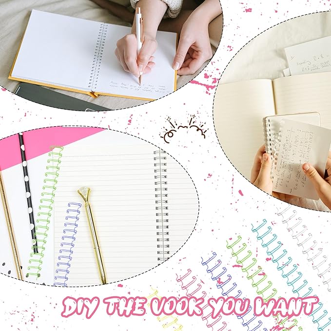 30Pcs Metal Double Loop Binding Wires Double Spiral Binding Ring Coil, 9/16" 23 Holes, 2:1 Pitch Cinch Binding Machine Wire for Teacher Student Document Notebook File Making (Iridescence)