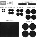 Felt Furniture Pads 235 PCS X-Protector! Huge Quantity of Black Furniture Pads for Hardwood Floors with Many Big Sizes – Your Ideal Wood Floor Protectors for Furniture.