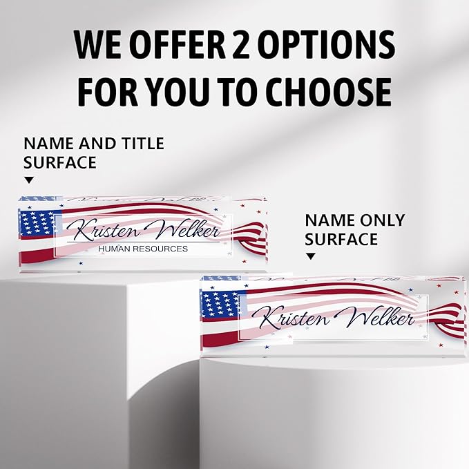 Personalized Name Plate for Desk Custom Acrylic Desk Name Plate Custom Employee Appreciation Gifts Office Gifts for Women, Men, Boss, Coworkers, Teacher, Nurse (Flag 2)