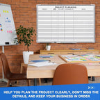 Lincia Project Planning Dry Erase Whiteboard Magnetic Dry Erase Board with Lines Sliding Marker Tray Aluminum Frame White Board Planner for Wall Scheduling(36"x24",Project Planning Horizontal)