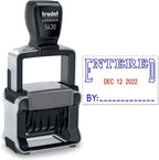 Trodat 5430 Professional Self-Inking Date Stamp with Entered - Blue/Red 2 Color Ink