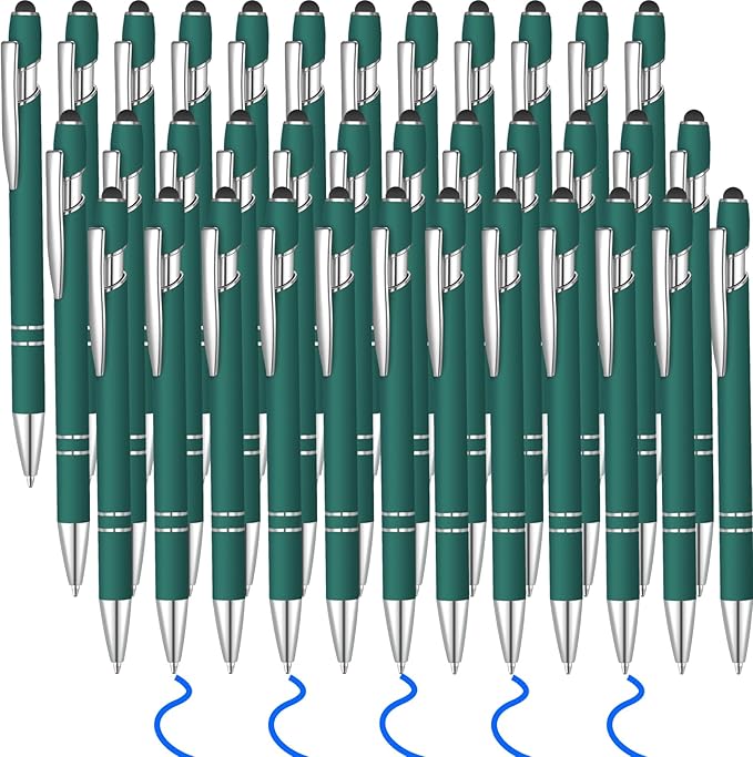 36 Pcs Blue Ink Ballpoint Pen with Stylus 2 in 1 Ballpoint Pen for Touch Screens School Office Coworkers (Green)