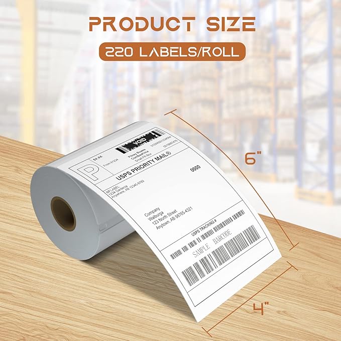 MFLABEL 4x6 Direct Thermal Shipping Labels - 8 Rolls, 220 Labels/Roll, Perforated Postage Paper with Alignment Hole, Compatible with 4XL LabelWriter 1744907 & 1755120, Rollo for USPS, UPS