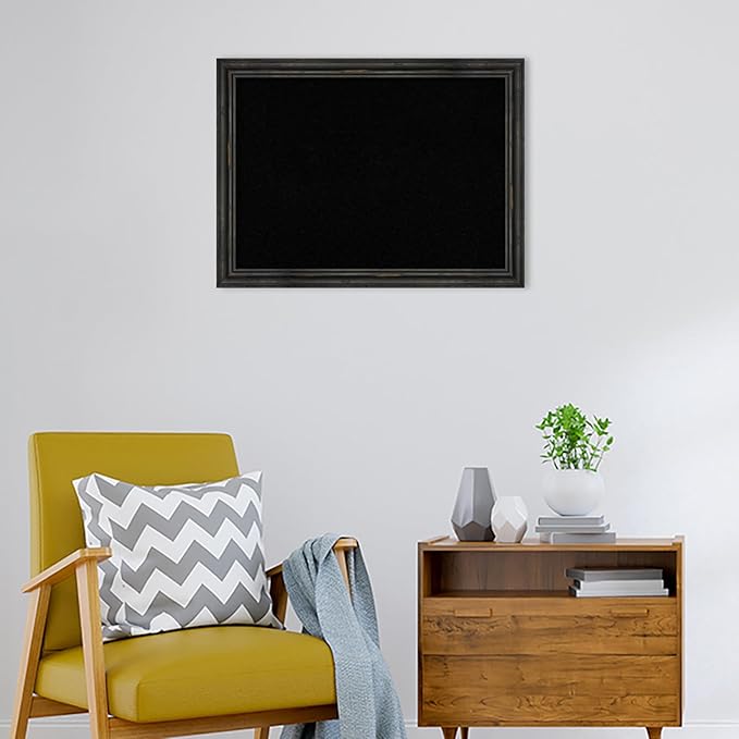 Amanti Art Black Cork Board for Wall, 23x31 Vision Board with Black Wood Frame, Medium Corkboard Office Decor for Home Organization, Country Rustic Corkboard Pinboard to Display Items for Home