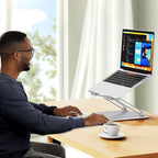 BESIGN LS10 Aluminum Laptop Stand, Ergonomic Adjustable Notebook Tablet Stand, Computer Holder Compatible with Air, Pro, Dell, HP, Lenovo More 10-14" Laptops, Silver