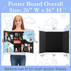 AKONEGE 6Pcs Medium Trifold Poster Board, 26" x 16" Black Corrugated Cardboard Tri Fold Poster Boards for School Projects, Presentations, Science Fair, Photo Display, Art Exhibition
