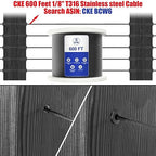 CKE 150 Pack T316 Stainless Steel Black Protector Sleeves for 1/8" 5/32" or 3/16" Cable Deck Stair Railing Kit System, Black Cable Railing Protective Sleeves for Wood Posts, DIY Balustrade, BCR01-3/16