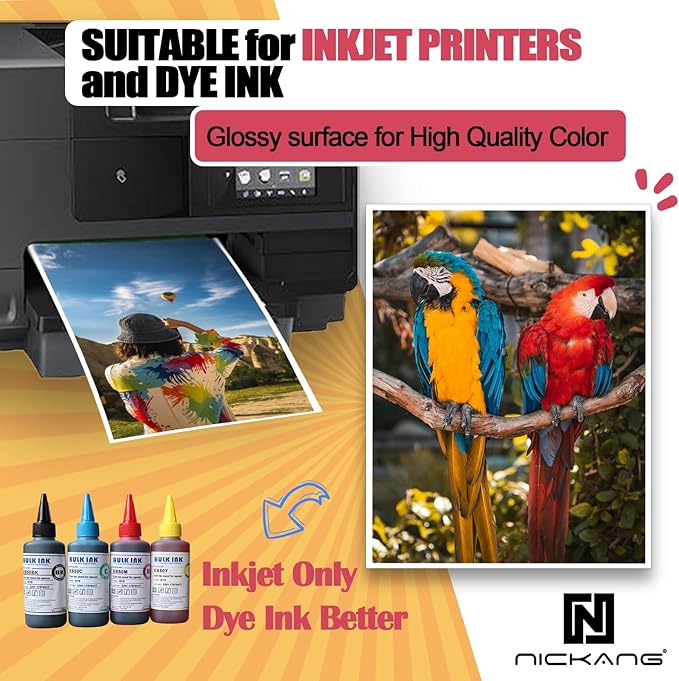 NICKANG Glossy Photo Paper 8.5x11, 53 LB/200 gsm, 30 Sheets, Letter Size, Photo Paper for Inkjet Printer, Photo Printer Paper, Picture Paper