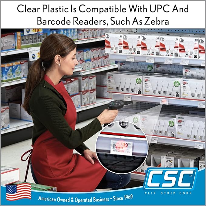 Price Data Channel Label Holder Chips, Clear Plastic Tags, 2.5" L x 1.25" H, 10 Mil Thick, Gondola Shelf Edge, Reusable, Made for Point of Purchase Shelf Molding by Clip Strip Corp.
