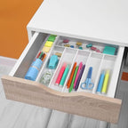 oridom Kitchen Bamboo Silverware Organizer, Kitchen Drawer Organizer - Utensil Holder and Cutlery Tray with Grooved Drawer Dividers for Flatware 7 Slot, White