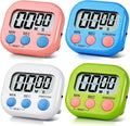 4 Pack Digital Kitchen Timer Magnetic Digital Timer with Big Display Loud Ring Cooking Timers for Cooking, Game, Gym, Break Time, Classroom(4,Pink, Blue, Green, White)