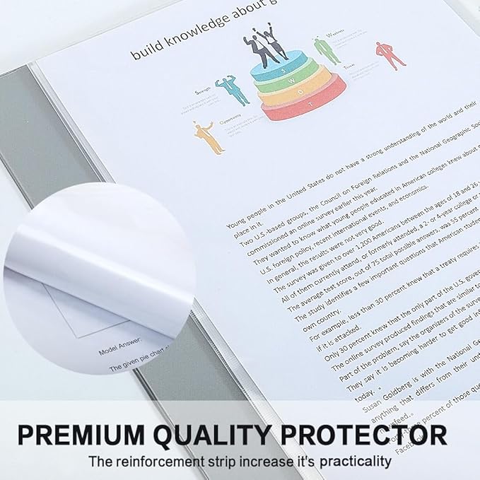 Sheet Protectors, HERKKA 800 Pack Heavy Duty Clear Plastic Page Protectors Sheet Reinforced 11-Hole Fit for 3 Ring Binder Fits Standard 8.5 x 11 Paper, 9.25 x 11.25 Top Loaded, Acid Free