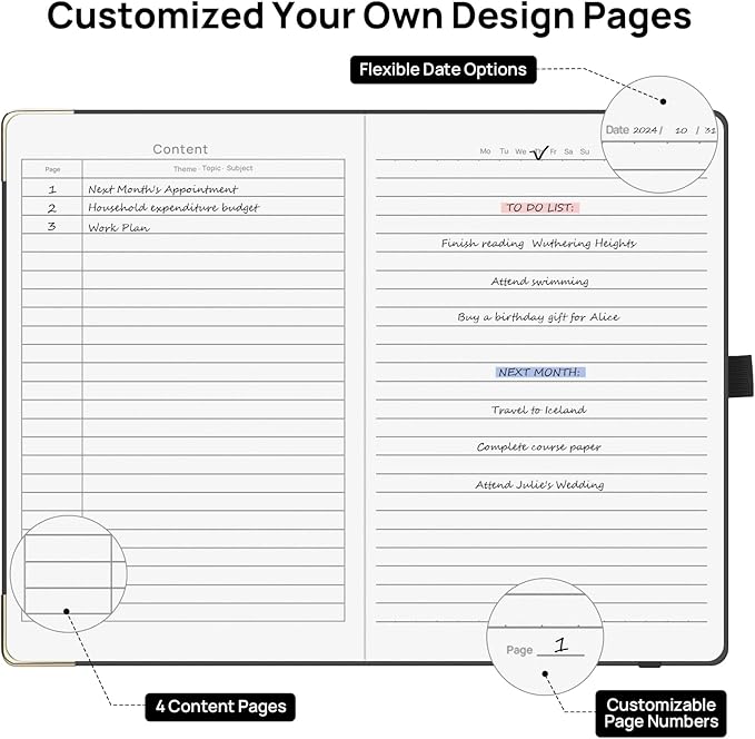 A5 Lined Journal Notebook - 100 GSM Thick Paper, Hardcover Journaling Notebook for Writing, Work, Travel, College Ruled Journal for Women Men, PU Leather Note Book, 5.5”x8.3”- Night Sky Blue