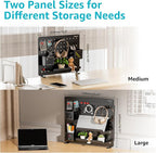PEGZONE Clamp-on Desk Pegboard, Desk Organizer for Office Gaming Home, Magnetic Metal Peg Board with 15 Accessories, Privacy Panel for Office, 20.4" x 16.5", Large, Black