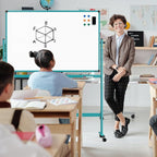 Mobile Whiteboard on Wheels, 48x32 Inches Rolling Whiteboard, Magnetic Dry Erase Board with Stand, Standing White Board for Office, School, Home, Large Double Sided White Board with Paper Pad